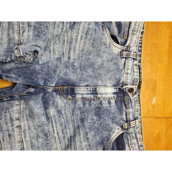 Marc Ecko Cut And Sew Mens Blue Denim Jeans Straight Fit Size 42x30 Baggy Y2K - Picture 6 of 12